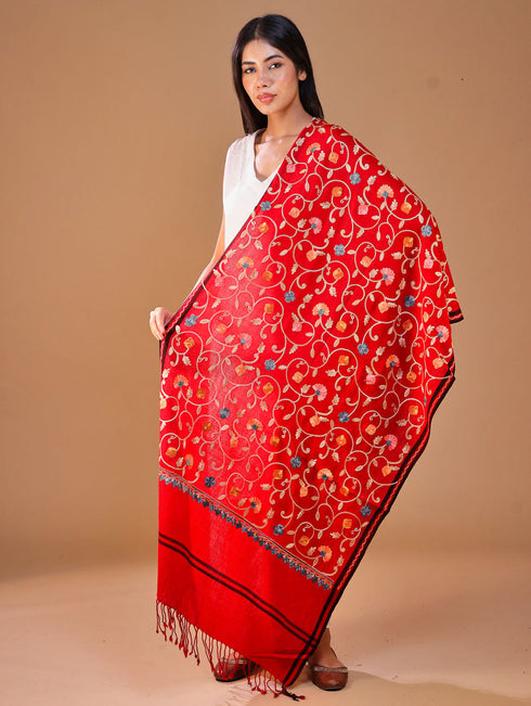 Women's Aari Embroidered Wool Stole